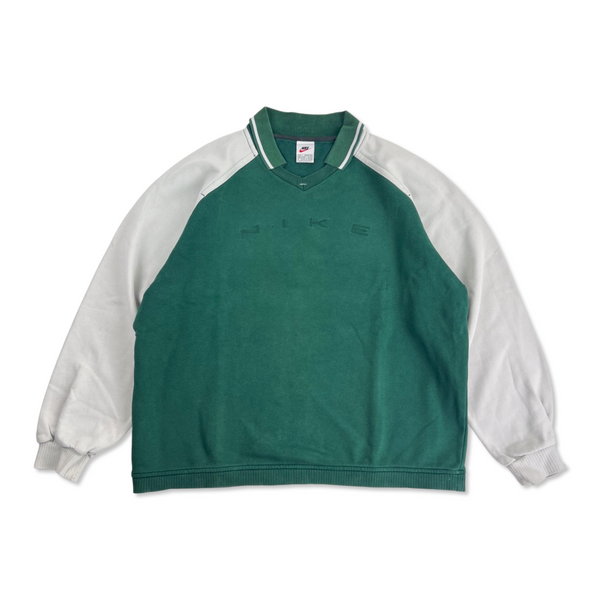 Vintage Nike 90s Spellout Polo Sweater (Stick)
